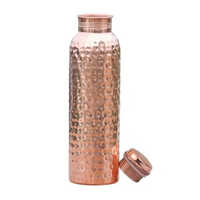 Top Hammered Finish Pure Copper Water Bottle - Color: As Per Requirement