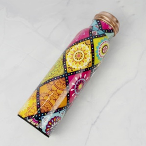 Pure Copper Multi Colour Designer Water Bottle