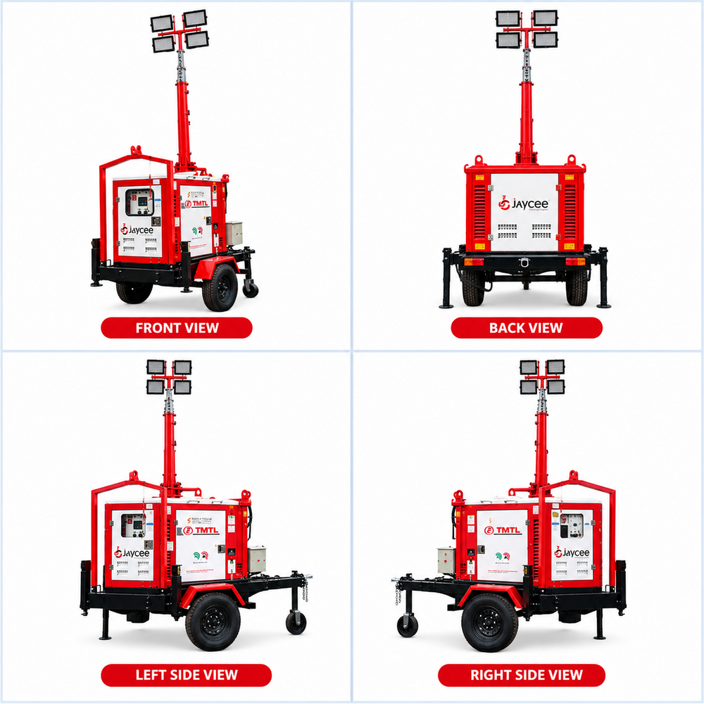 Led 7.5Kva Mobile Flood Lighting Tower - Color: Red