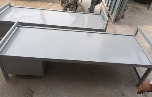 Hostel Iron Cot With Locker - Color: Grey