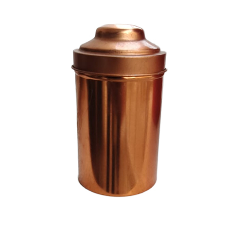 Cylindrical Tea  Coffee Tin Container - Color: Copper Color