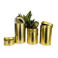 Round Cookies Tin Box - Color: Golden