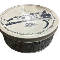 Stainless Steel Round Printed Cookie Tin Box - Color: Multicolor