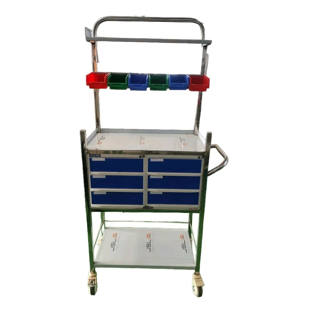 Stainless Steel Crash Cart Trolley - Color: White(Basse)