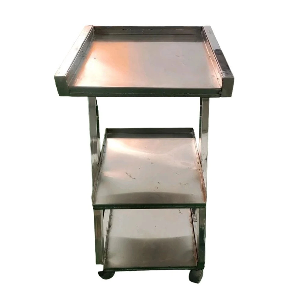 Stainless Steel Hospital Beside Trolley - Color: Silver