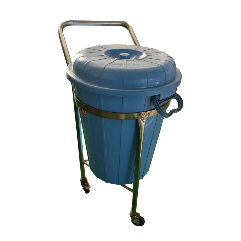 Stainless Steel Dust Bin Trolley - Color: Blue(Base)