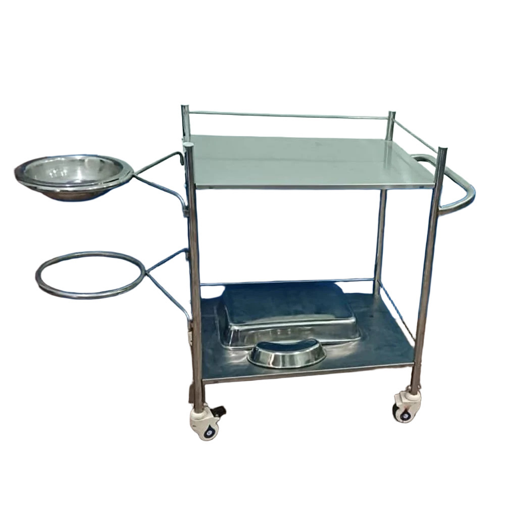 Stainless Steel Hospital Dressing Trolley - Color: Silver