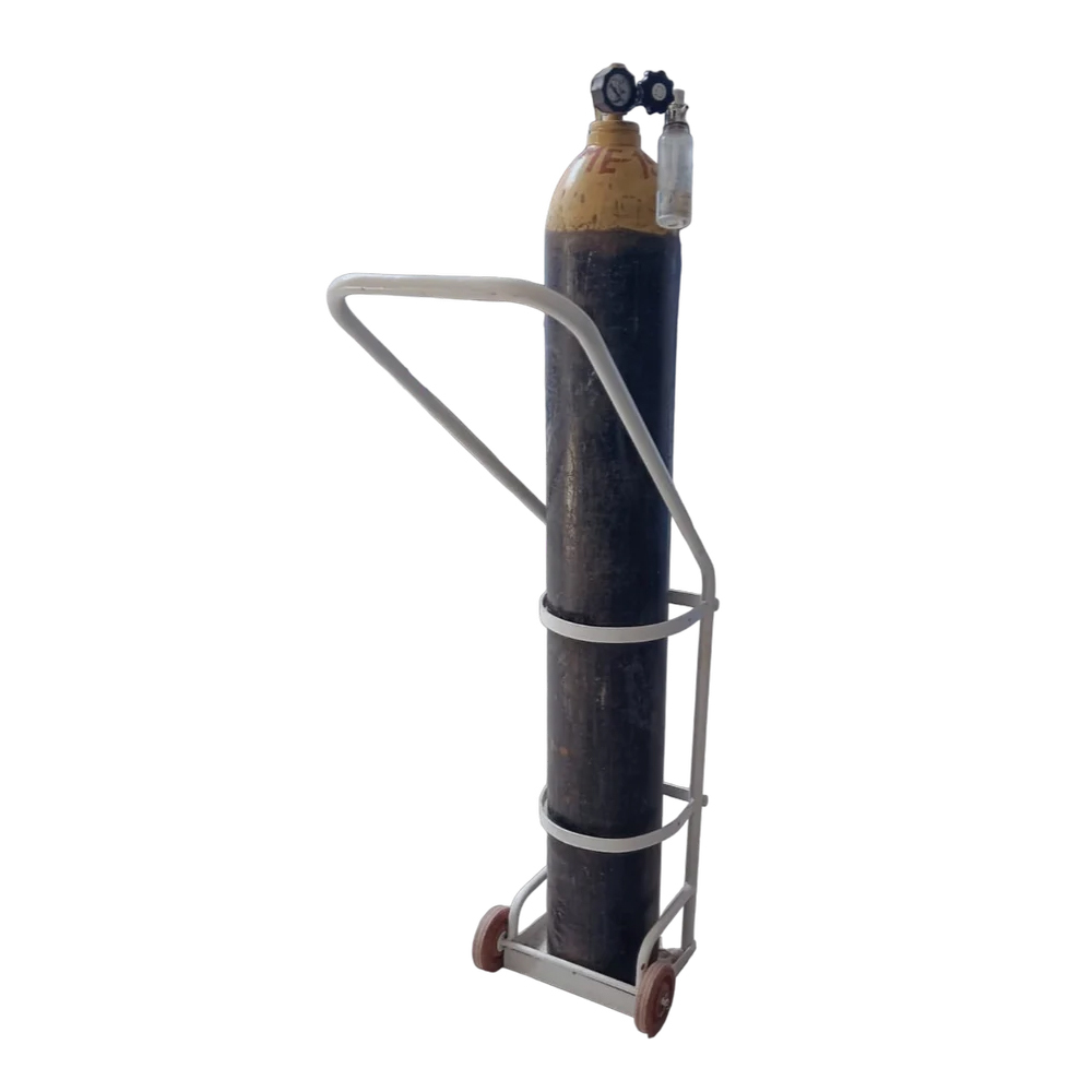 Mild Steel Oxygen Cylinder Trolley - Color: White(Base)