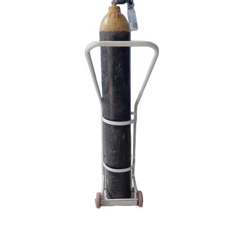 Mild Steel Oxygen Cylinder Trolley - Color: White(base)