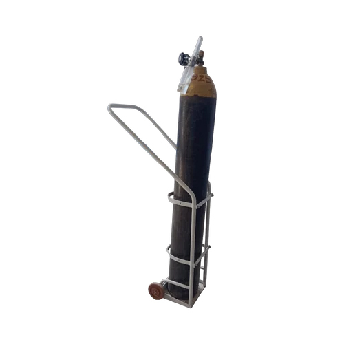 Mild Steel Oxygen Cylinder Trolley - Color: White(base)