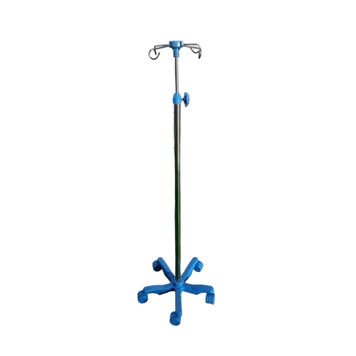 Stainless Steel I V Saline Stand - Color: Silver (Base)