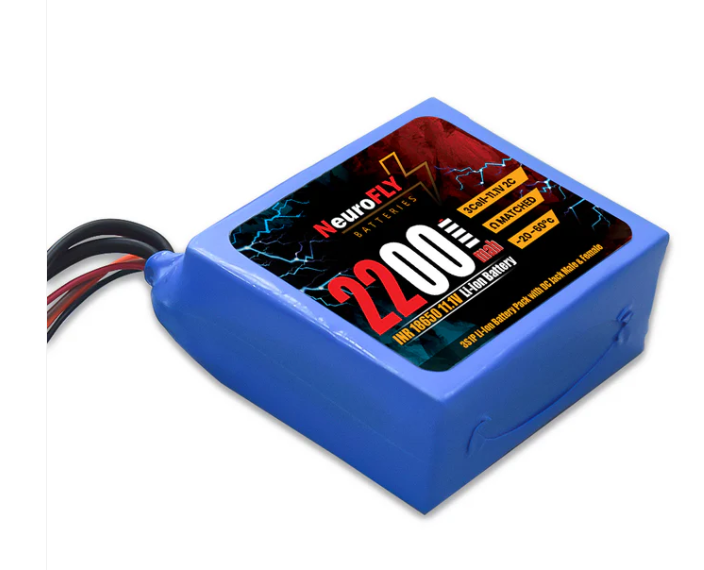 NeuroFLY 11.1V 2200mAh 3S 18650 Li-Ion Battery Pack 2C 3S1P Li-Ion Battery with Male & Female DC Jack and 4 Pin JST Connector