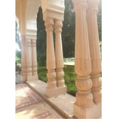 Designer Stone Pillars For Garden - Color: White
