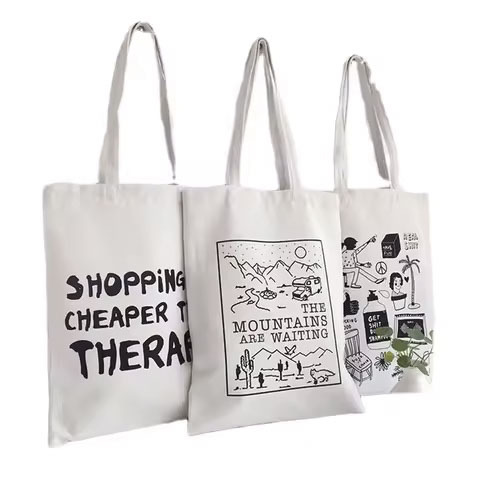 2025 New Recycle Organic Cotton Canvas Tote Grocery Bag With Logo Printing Cotton Bag