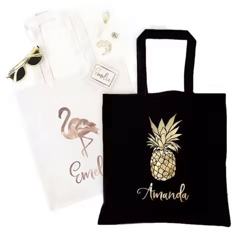 Organic Cotton Canvas Tote Bag for Women Custom Logo Printed Eco-Friendly Personalized Travel and Shopping Bag Plain Pattern