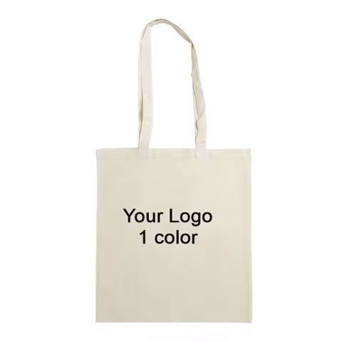 Custom Printed Logo Vintage Style White Cotton Tote Bag Beach Shopping with Diamond Open Standard Size Fashionable Promotiona