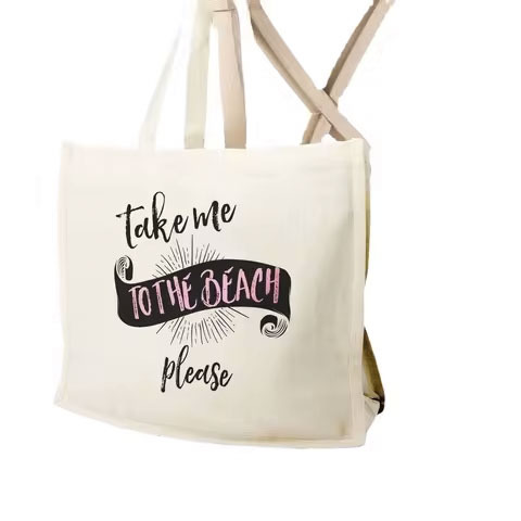 Natural Casual Cotton Tote Bag With Logo Printing Ins Letter Decoration Customizable Leather Canvas Lining Handmade Design