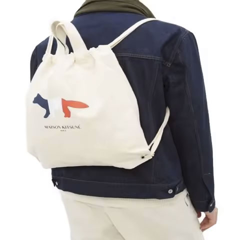 2025 New Arrival Unisex Cotton Drawstring Backpack White Natural Canvas Nylon Lining Strap Decorations Letter Decoration Chea