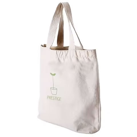 Custom Eco-Friendly Cotton Cloth Bag Natural Logo Print Leather Material Canvas Lining Zipper Closure Stylish National Daily