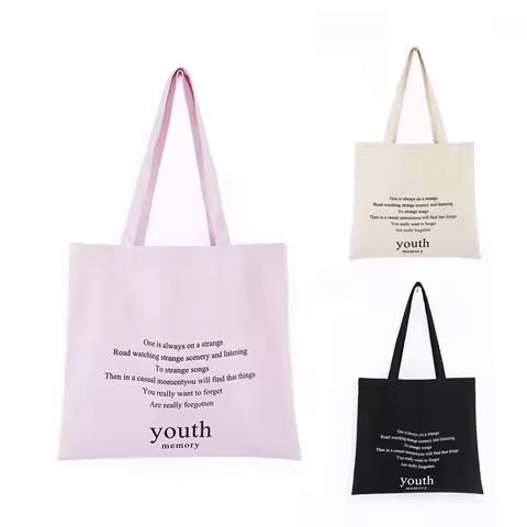 Natural recycled shopping cotton bag &Custom canvas tote bag Long Handle Customer Design Shopping Tote 100% Cotton Bag with Logo