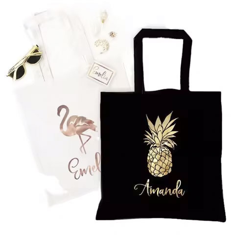 Wholesale 100% Cotton Canvas Tote Bag with Black Handle Custom Print Foldable Feature for Promotions