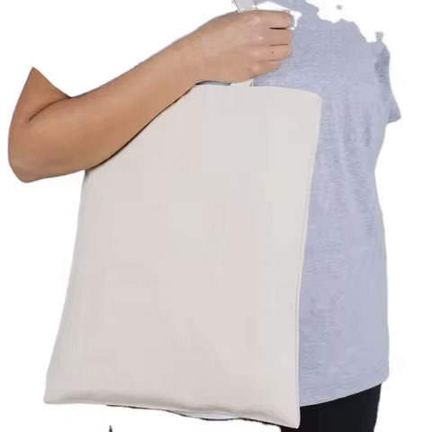Eco-Friendly Large Organic Calico Cotton Canvas Grocery Shopping Tote Bag Recycled Reusable Custom Logo Open Closure Fashionable