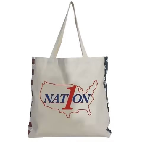 Casual Lady's Fashionable Cotton Shopping Bags with Zip and Open Closure Stylish Letter Decoration Foldable and Canvas Lined