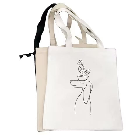 Wholesale Foldable Organic Cotton Shopping Tote Bag Custom Printed Logo Reusable Open Closure Fashion-Style Vintage Tassel