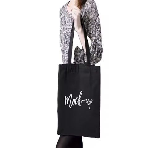 Custom Logo Cotton Canvas Tote Shopping Bag with Leather Fabric Lining Natural Ins Style Dual Handle National Ins Decoration