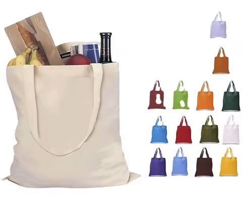 Custom Eco-Friendly Tote Bags 65% Cotton 35% Polyester Lady Fashion Vintage Style Diamond for Natural Shopping Travel Gift