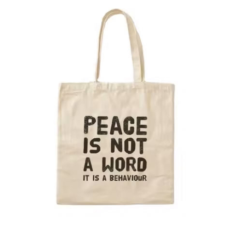 Long Handle Organic Cotton Canvas Tote Bag Unique Printed Logo Promotional Natural Style Shopping Bag Fabric Lining Letter