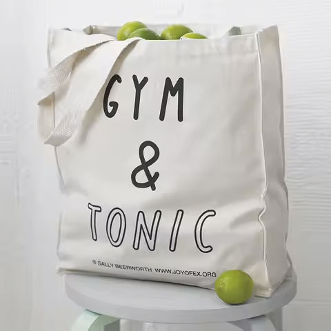 Wholesale Large Capacity Literary Canvas Shoulder Shopping Bags Customized Logo Printing Grocery Beach Tote Bag Letter Pattern