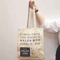 Wholesale Customized Plain White Cotton Canvas Reusable Shopping Bags With Letter Pattern Display Custom Logo - Design: Printed