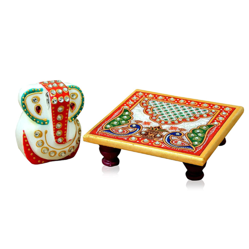 Handmade Marble Ganesh Chowki