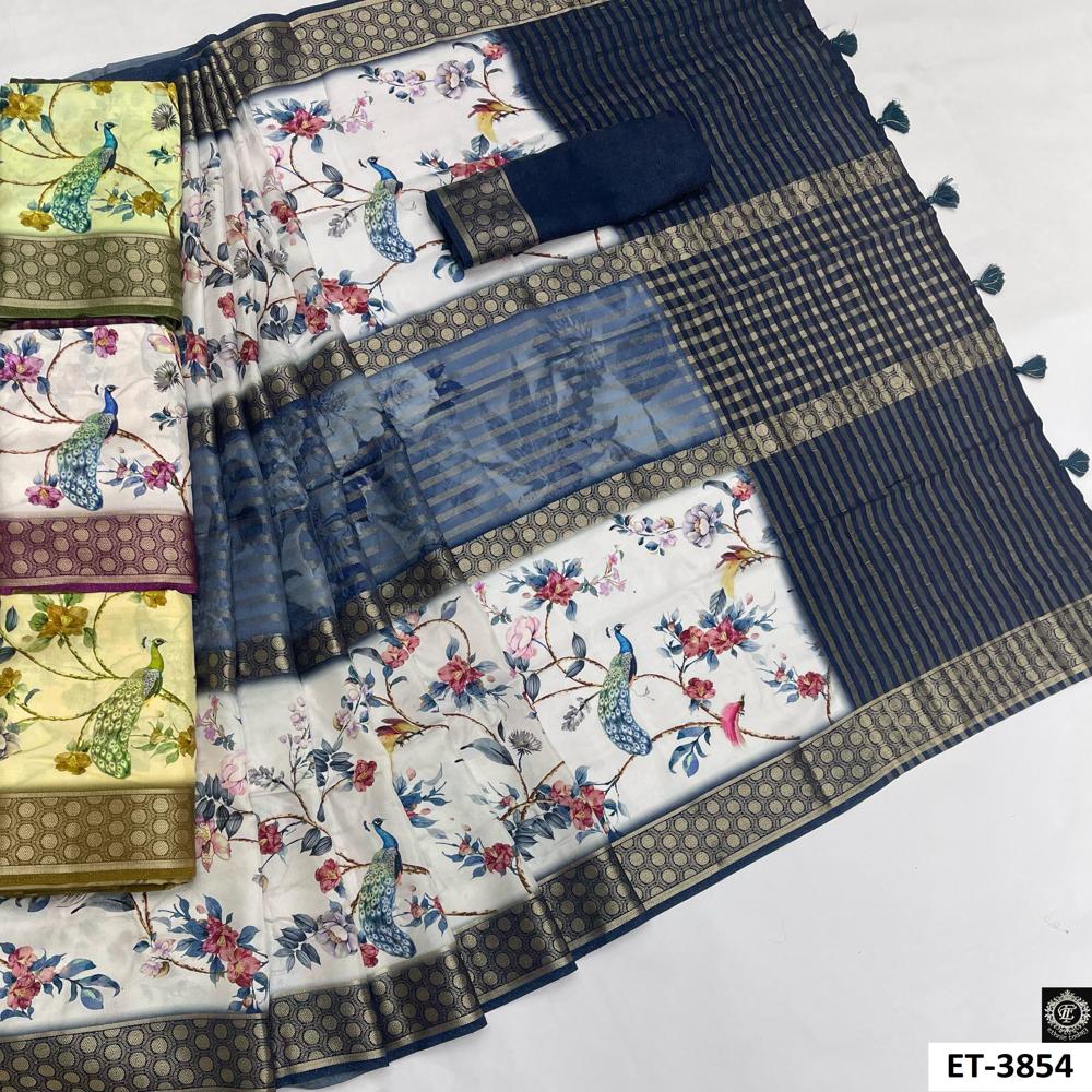 Peacock Print Saree