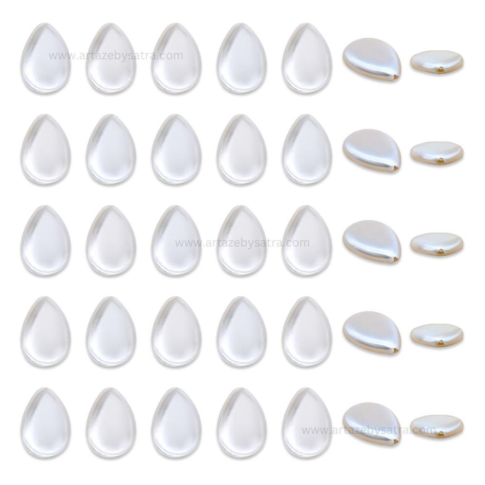 White Mother of Pearl Drop Beads | Size : 18mm | Qty : 1 line- approx 27 beads