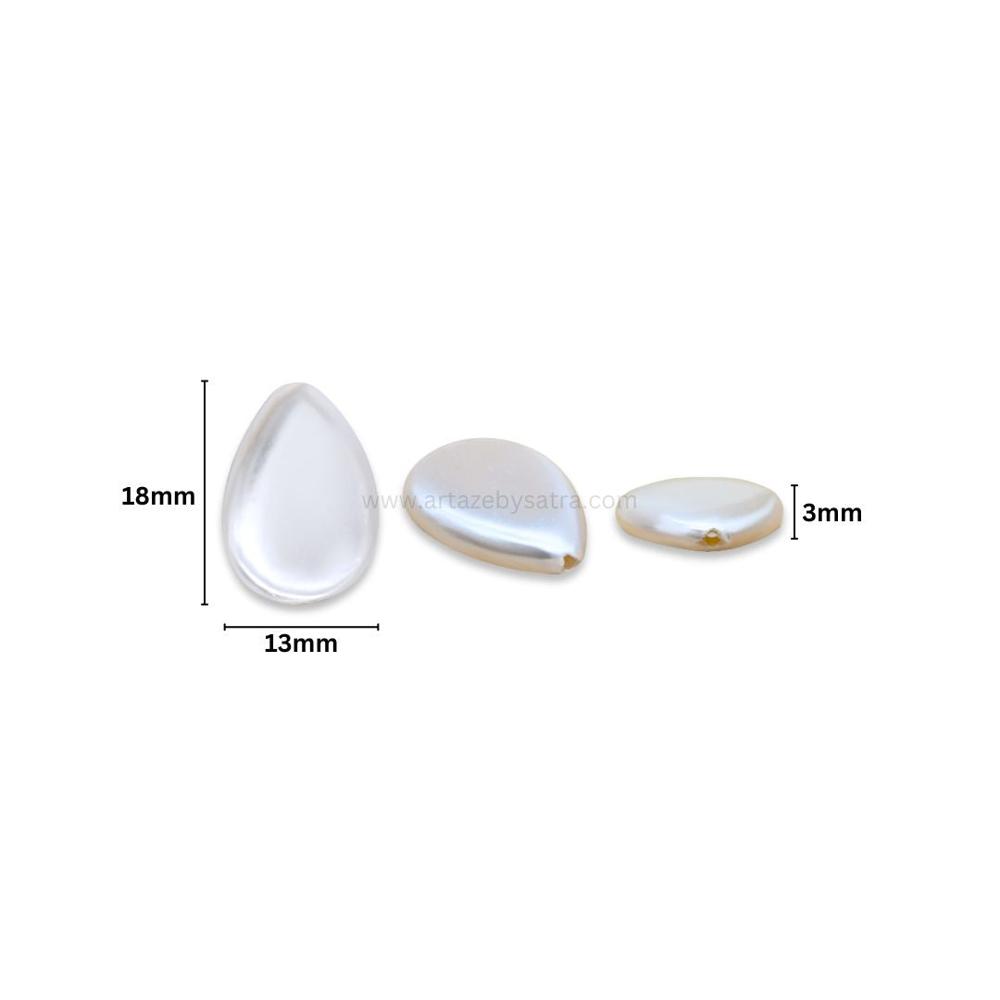 White Mother of Pearl Drop Beads | Size : 18mm | Qty : 1 line- approx 27 beads