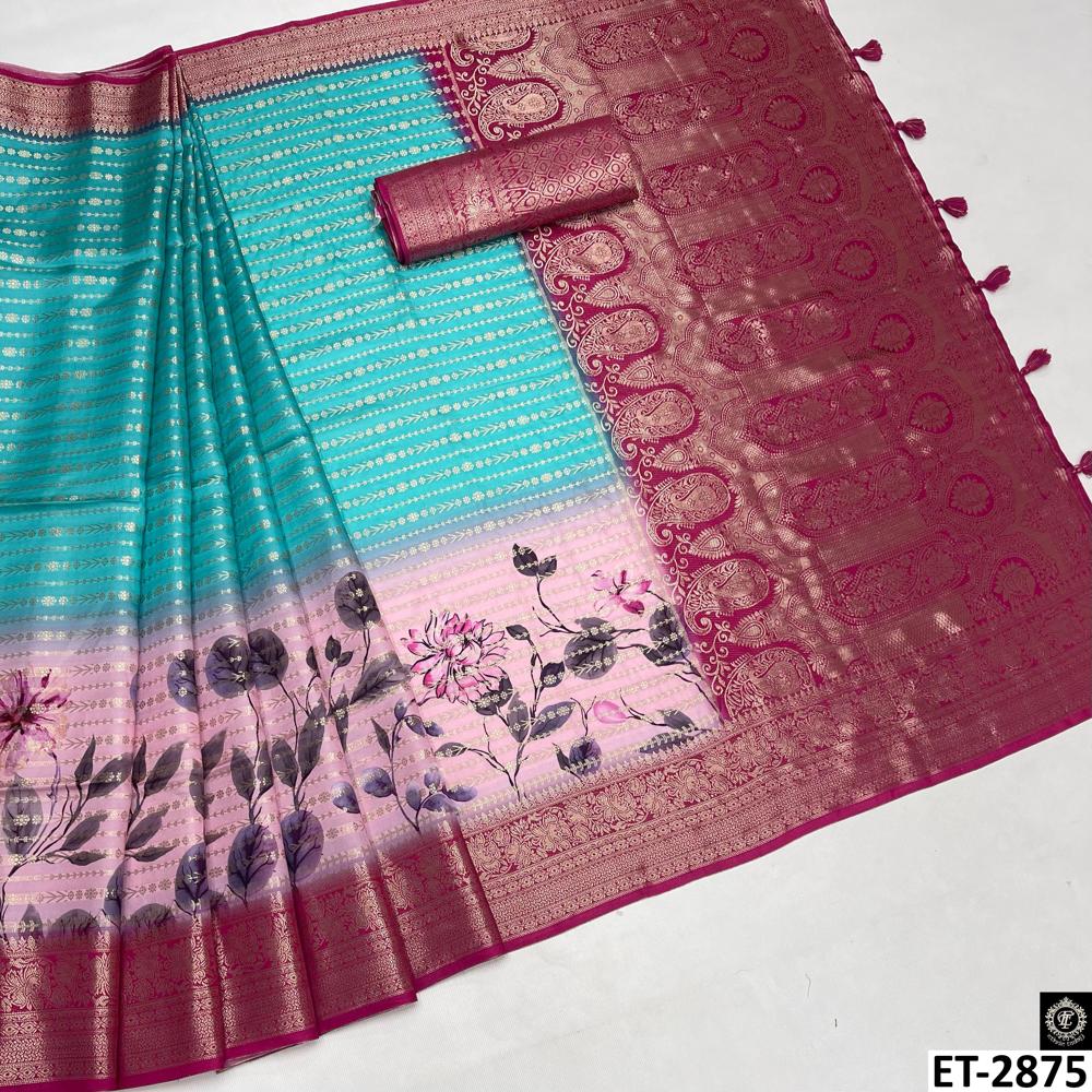Rani Pink Floral Jacquard Saree