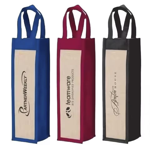 Elegant Single Wine Bottle Bag Stylish and Convenient for Wine Enthusiasts-Jute Cotton Canvas ShoppingGift Bag