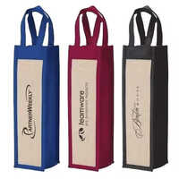 Elegant Single Wine Bottle Bag Stylish And Convenient For Wine Enthusiasts-jute Cotton Canvas Shoppinggift Bag - Color: Red Blue Black