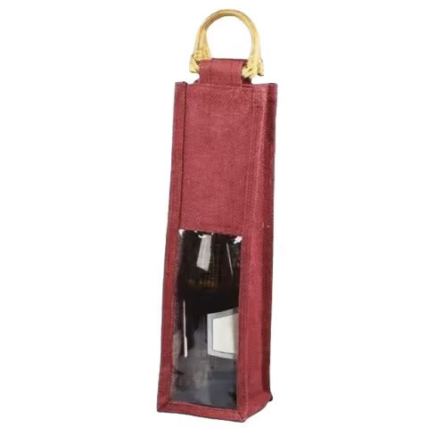Durable and Eco-Friendly PVC Jute Wine Bottle Bag Gift Tote or Shopping Promotional Bags