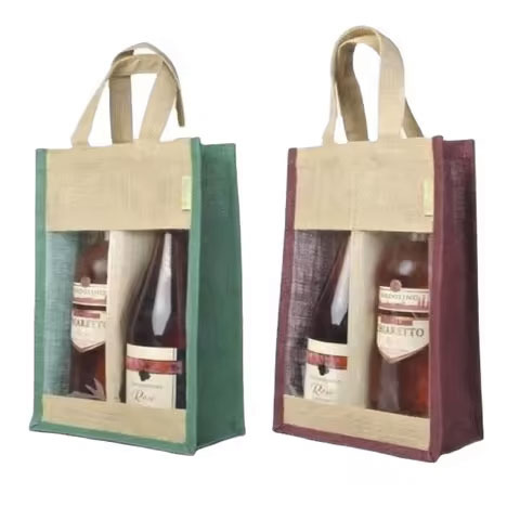 Personalized Jute Bag Sustainable Jute Wine Bags Perfect Gift for Wedding and Parties Hot Sale Jute Wine Bag