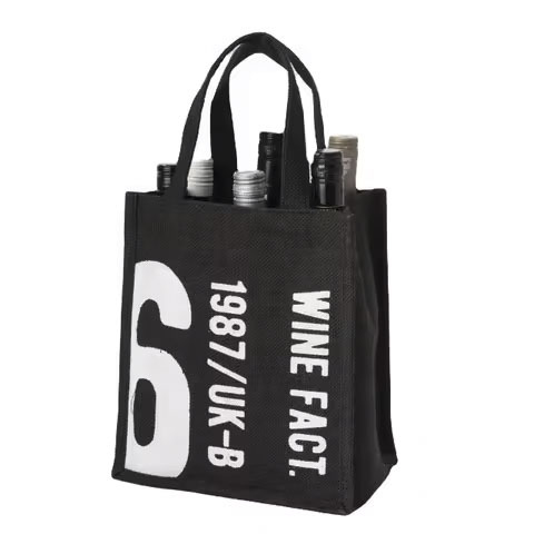 Wholesale Custom Single Cotton Canvas Wine Bottle Tote Bags Manufactured with Jute Washable and Custom Logo Printed