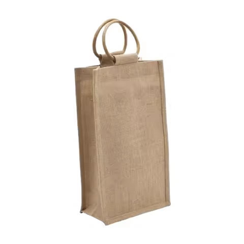 Wholesale Custom Logo Printed Eco-Friendly Red Wine Canvas Jute Tote Bag Christmas Gift Carrier with Drawstring Christmas Gift