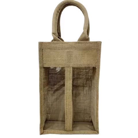 Reusable 1 2 3 4 Bottle Jute Burlap Wine Packaging Bag with Handles Washable Promotional Gift Bag for Wine or Champagne