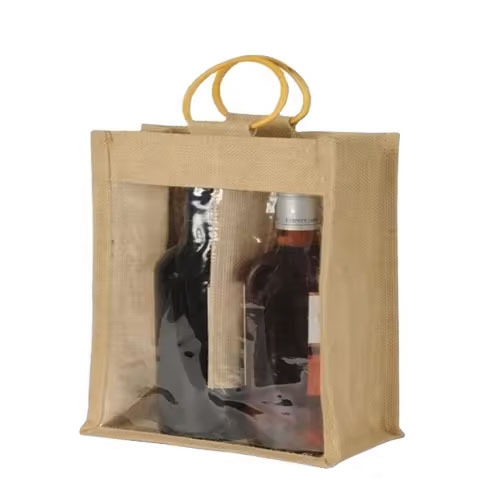 High Quality 4-Bottle Wine Tote Bag Large Capacity Jute Material Custom Printed and Washable Shopping Bags