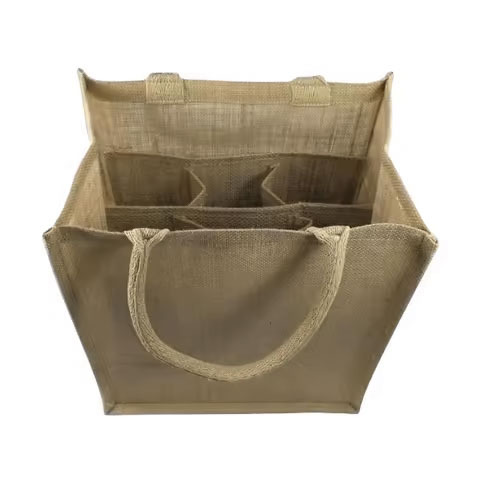 Eco-Friendly Custom Printed Jute Shopping Tote Bag Natural Wine Carrier for Gifts Promotional Bags
