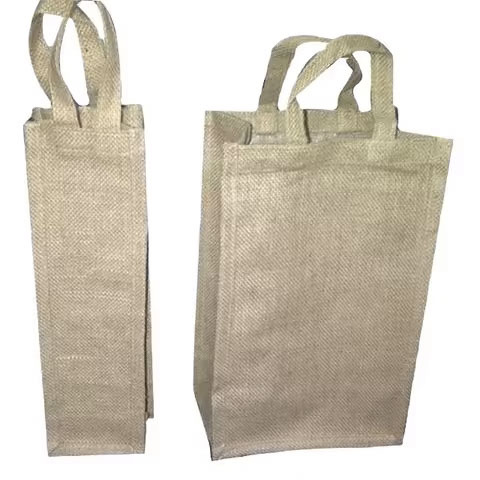 Eco-Friendly Custom Logo Single Bottle Wine Packaging Natural Fabric Drawstring Bag Washable Burlap Cotton Jute Linen Wine Bag
