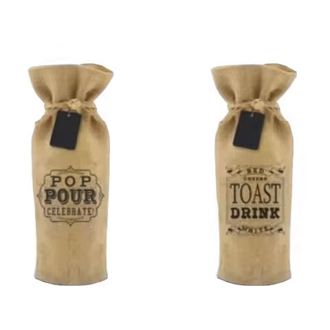 High Quality Washable Jute Burlap Wine Tote Bag Wholesale Single Bottle Wine Bag