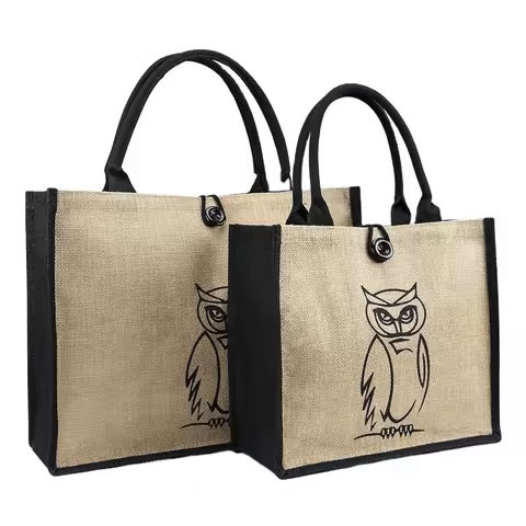 Fine Quality Custom Printed Jute Bag Reusable Portable Vegetable Grocery Jute Shopping Bags